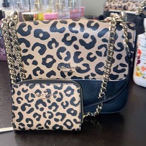 Leopard Kate spade crossbody and Wallet